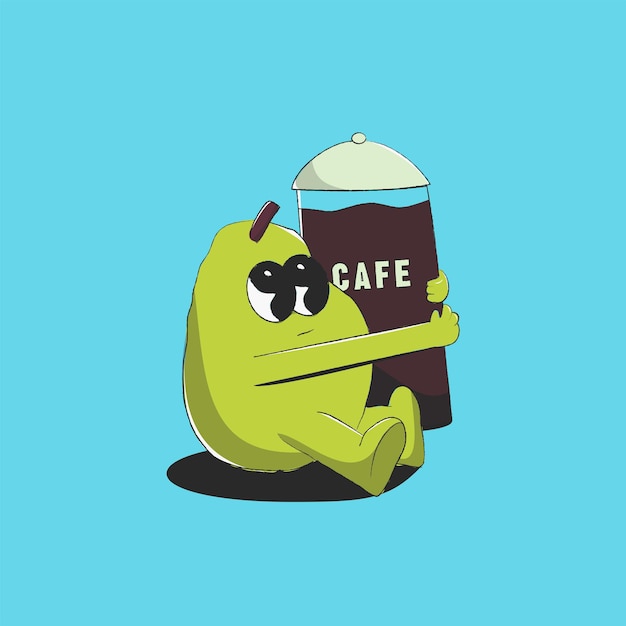 fluffy pear hugged in coffee pot