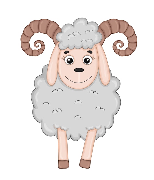 Пушистые овцы серого цвета мультяшные животные