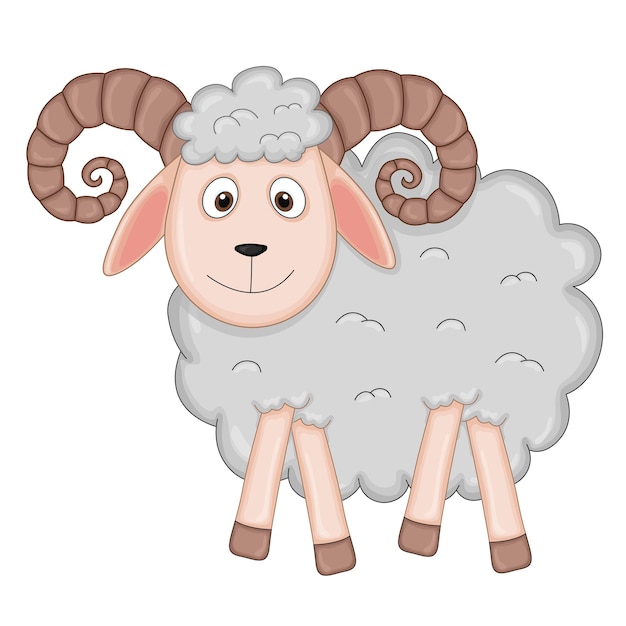 Пушистые овцы серого цвета мультяшные животные