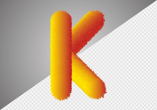 Fluffy teksteffect K-letter. K brief pluizig.