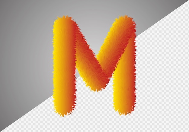 Vector fluffy text effect m letter. m letter fluffy.