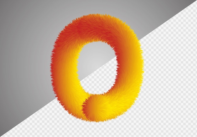 Fluffy text effect o letter. o letter fluffy.