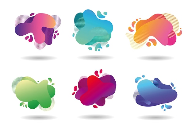 Vector fluid abstract background banners with flowing liquid shapes