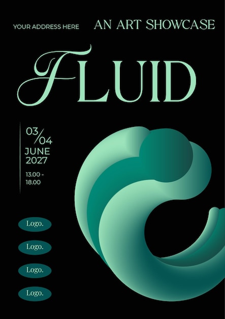 Fluid art show poster template design