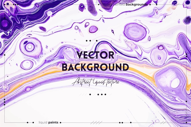 Fluid art texture backdrop with abstract swirling paint effect liquid acrylic picture with chaotic mixed paints can be used for posters or wallpapers purple white and golden overflowing colors