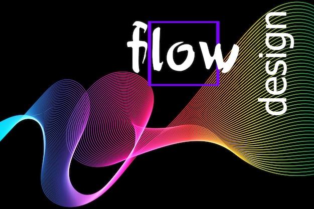 Fluid colorful texture on dark background. Flow shapes design. Liquid wave background. Abstract 3d flow shape. Fluid colors pattern.