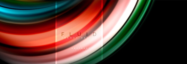 Fluid colors abstract background colorful poster twisted liquid design on black