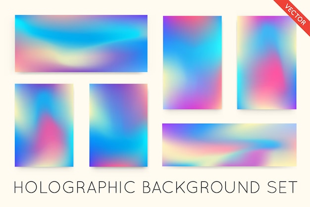 Fluid colors backgrounds set holographic effect applicable for gift cardcoverposterbrochuremagazine vector templatexa