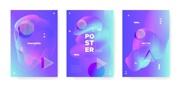 Fluid design for abstract geometric covers flyers or brochures