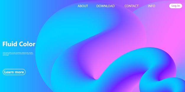 Fluid Flow. Liquid Color. landing page template