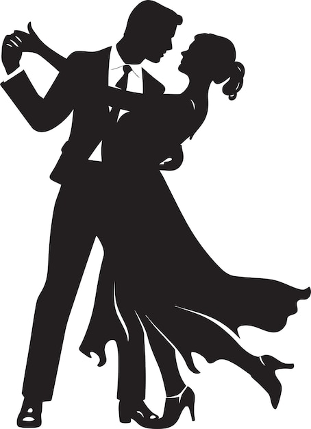 Vector fluid footwork dance logo icon elegant elevation iconic couple mark