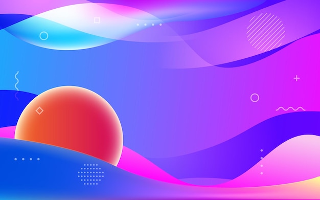 Fluid gradient background with various colors and gradient shapes, vector illustration