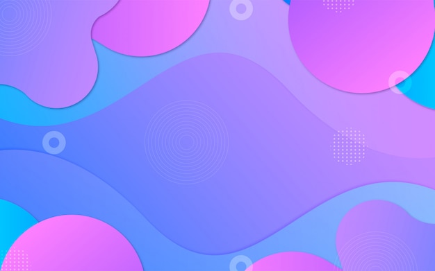 Fluid gradient shapes with memphis elements background