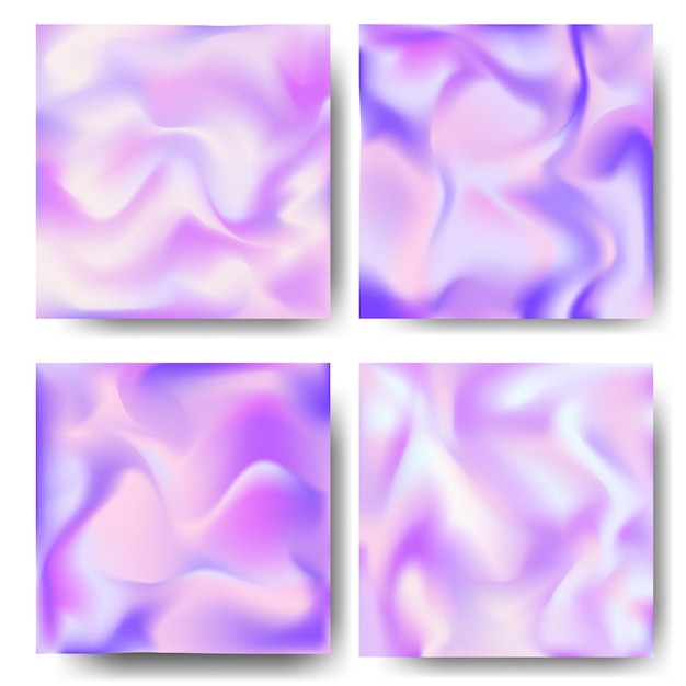 Vector fluid holographic iridescent background set in square format holographic liquid glamvector