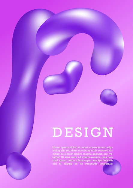 ベクトル 液体紫のポスターコンセプト 抽象的な創造性とアート ブックレットまたは液体テンプレートの滴