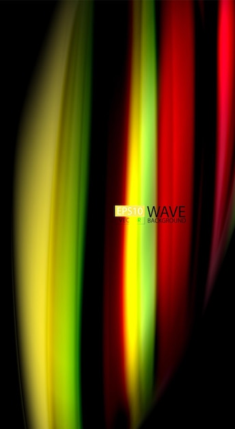 Вектор Жидкие цвета радуги на черном фоне векторные волновые линии и вихри художественная иллюстрация для презентации приложения обои баннер или плакат