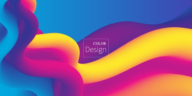 Fluid shape. abstract flow. trendy poster. colorful futuristic gradient. geometric background. 3d fluid banner.