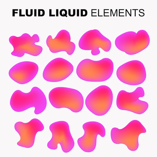 Fluid shape vector set gradient liquid with neon colors item for the design of a logo flyer persentation gift card Poster on wall landing page coverbook banner social media posted