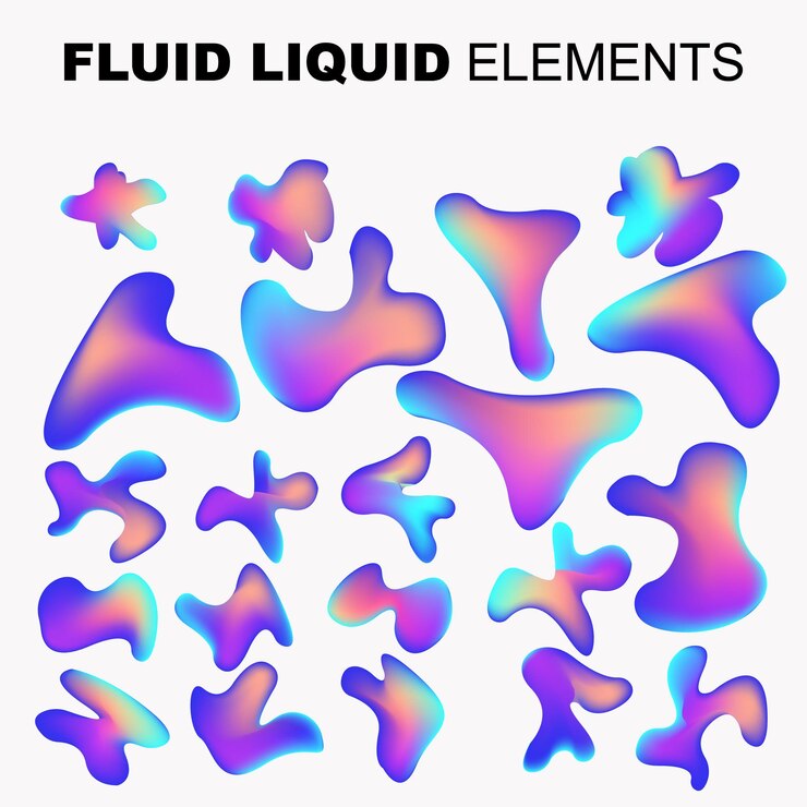 Fluid shape vector set gradient liquid with neon colors item for the design of a logo flyer persentation gift card Poster on wall landing page coverbook banner social media posted