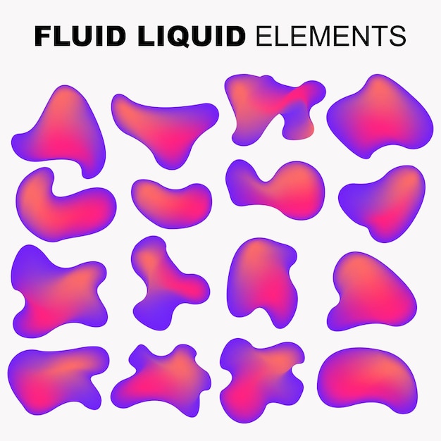 Vector fluid shape vector set gradient liquid with neon colors item for the design of a logo flyer persentation gift card poster on wall landing page coverbook banner social media posted