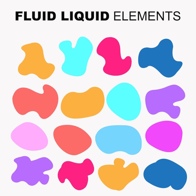 Fluid shape vector set gradient liquid with neon colors item for the design of a logo flyer persentation gift card Poster on wall landing page coverbook banner social media posted