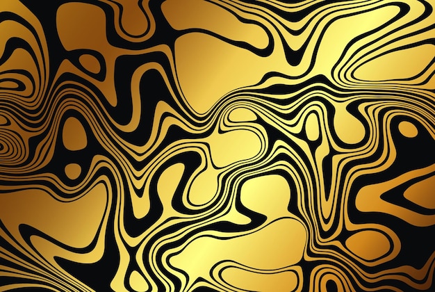 Vector fluid wavy abstract backgroundgold wavy linesabstract background