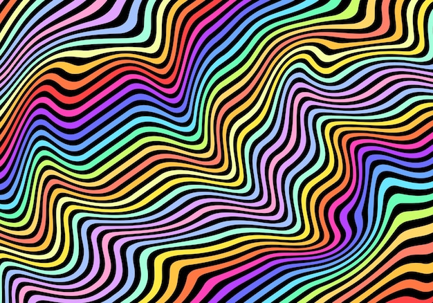 Fluid wavy rainbow color vector for background design