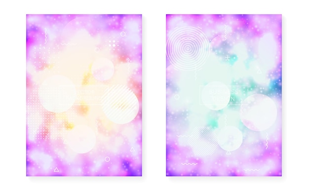 Вектор Флуоресцентный фон с жидкими неоновыми формами фиолетовая жидкость светящаяся обложка с градиентом баухаус графический шаблон для брошюры баннер обои мобильный экран ясный флуоресцентный фон
