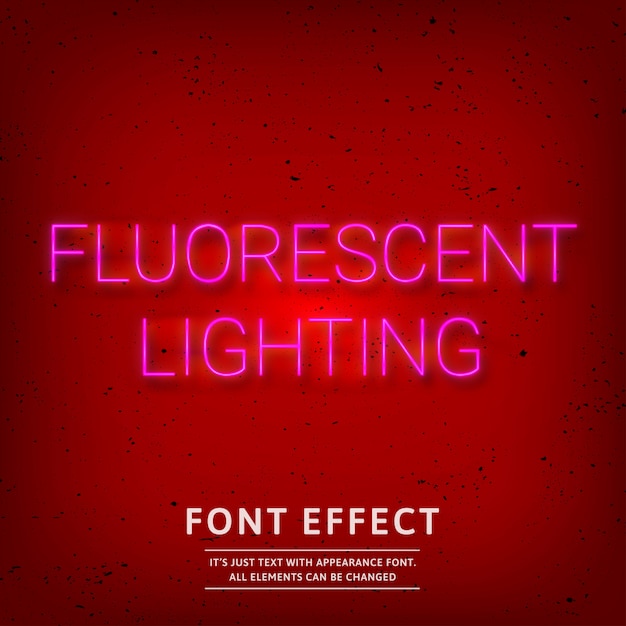 Vettore effetto font illuminazione fluorescente