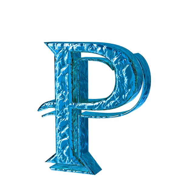 Simboli blu scanalati vista lato destro lettera p