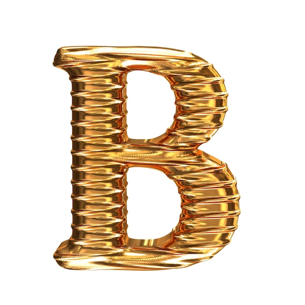 Vector fluted gold horizontally 3d letter b