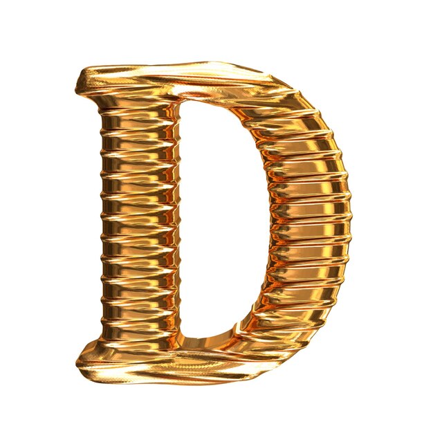 Vector fluted gold horizontally 3d letter d