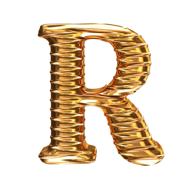 Vector fluted gold horizontally 3d letter r