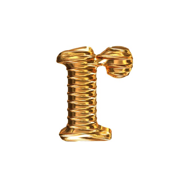 Fluted gold horizontally 3d letter r