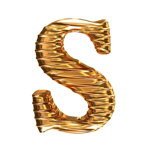 Fluted gold horizontally 3d letter s