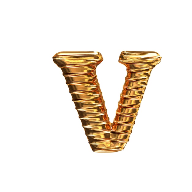 Vector fluted gold horizontally 3d letter v