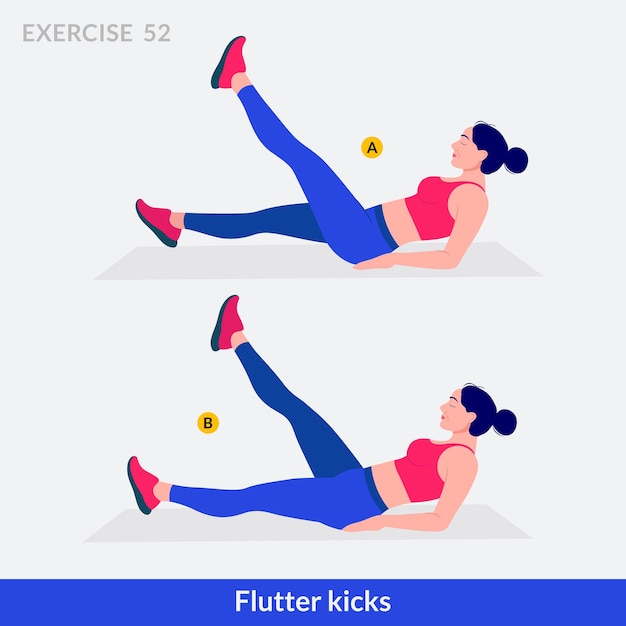 Vector flutter kicks exercise woman workout fitness aerobic and exercises