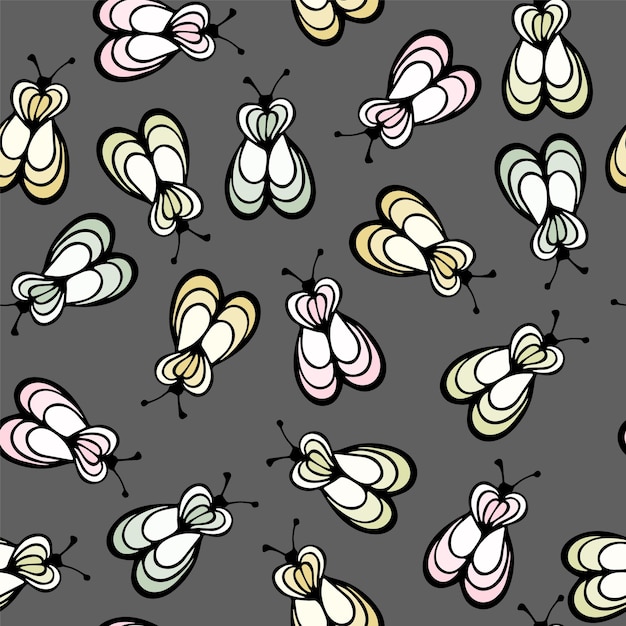 Fly bug insect cartoon illustration vector seamless pattern