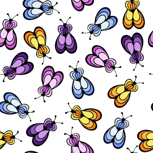 Fly bug insect cartoon illustration vector seamless pattern