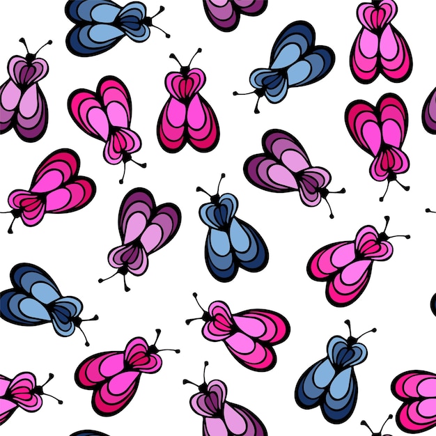 Fly bug insect cartoon illustration vector seamless pattern