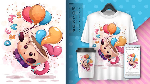 Fly cup airballoon poster e merchandising