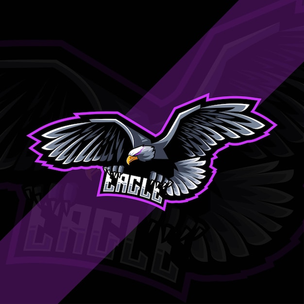 Fly eagle mascot logo esports template design