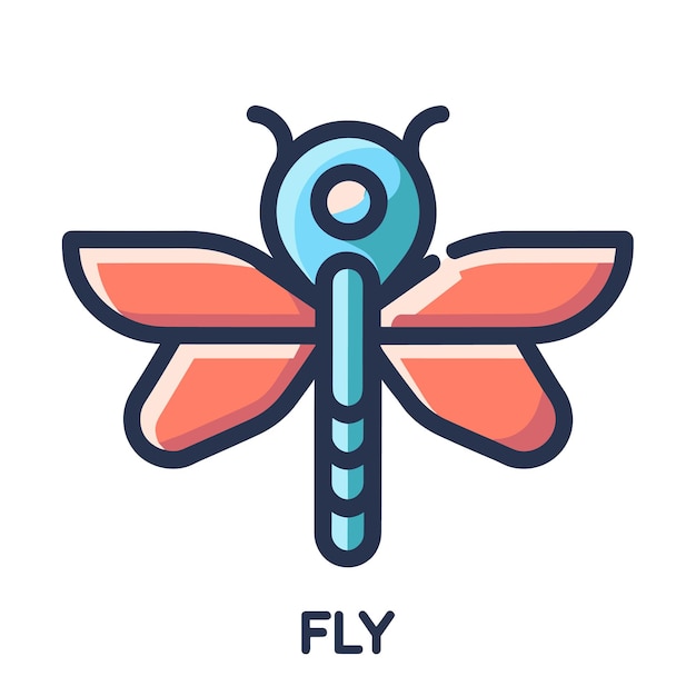 Vector fly icon simple fly colored flat icon on isolated white background