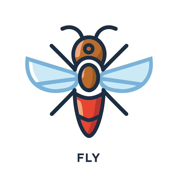 Fly icon simple fly colored flat icon on isolated white background