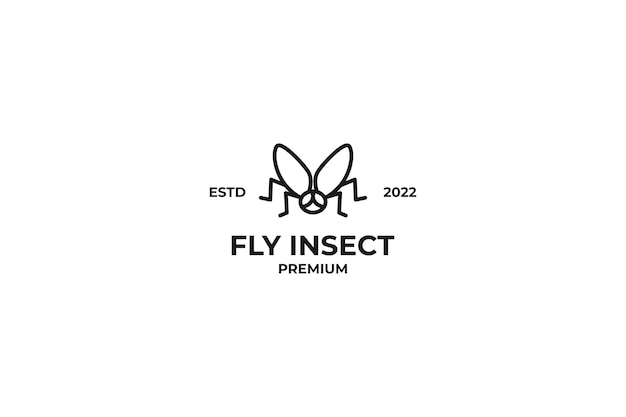 Fly insect outline logo design vector illustration