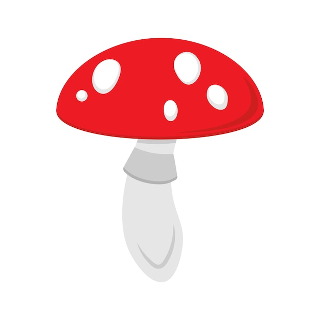 Fly trap amanita poisonous mushroom vector doodle illustration Isolated autumn fungi cartoon style