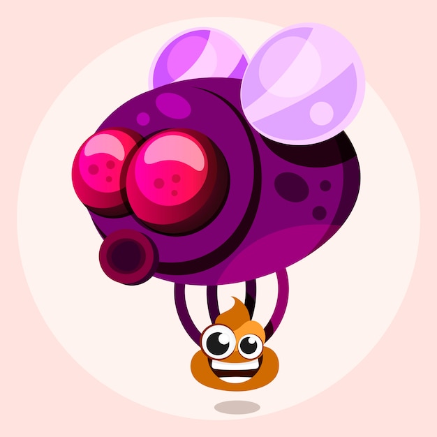 Fly with poop in cartoon style vector
