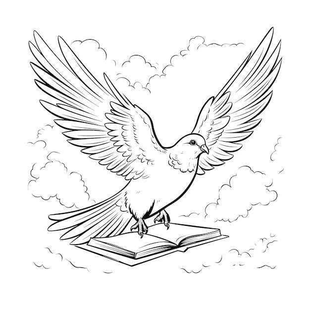 Vector fly world dove hand drawn dove outline illustration illustration of stylized birds