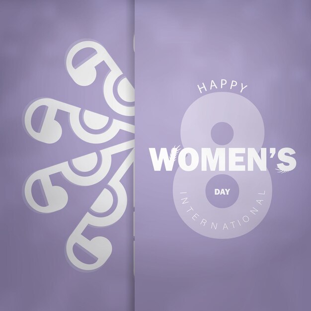 Flyer 8 march international womens day purple color with abstract white pattern