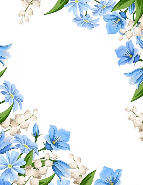 Flyer background with spring flowers. illustration.